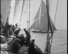 Men Working on a Yacht at Cowes, 1933. Creator: British Pathe Ltd.