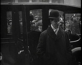 British Member of Parliament Andrew Bonar Law Posing for Photographs in Front of His Car, 1922. Creator: British Pathe Ltd.