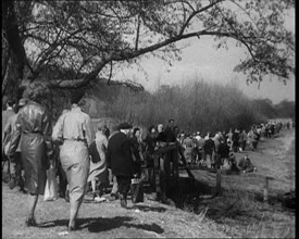 Large Group of People Hiking Together, 1933. Creator: British Pathe Ltd.