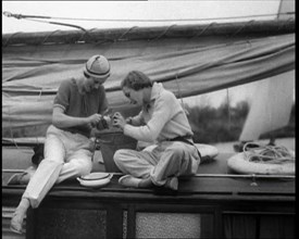 Two Women on a Boat on the River, 1933. Creator: British Pathe Ltd.