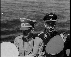 Adolf Hitler and Heinrich Himmler on Board an Italian Navy Battleship, 1937. Creator: British Pathe Ltd.