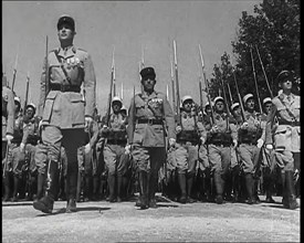 Lines of Male French Foreign Legion Soldiers Marching Towards the Camera During the Bastille...,1939 Creator: British Pathe Ltd.