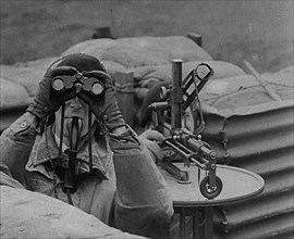 Two Royal Observer Corps Members in a Lookout Post, 1940. Creator: British Pathe Ltd.