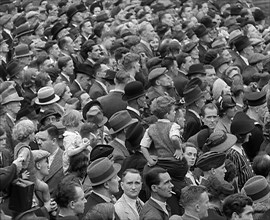 A Crowd watching a Military Band in Trafalgar Square, 1940.  Creator: British Pathe Ltd.