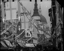 Looking East up Ludgate Hill at St Paul's Cathedral..., 1937 Creator: British Pathe Ltd.