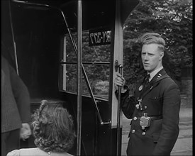 Bus conductor, 1940. Creator: British Pathe Ltd.