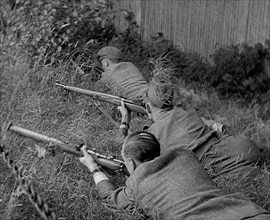 British Local Defence Volunteers Practising Rifle Shooting, 1940. Creator: British Pathe Ltd.