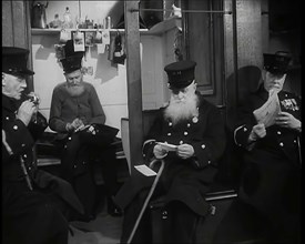 A Male British Chelsea Pensioner in His Room With His Personal Effects Visible on a Shelf..., 1939. Creator: British Pathe Ltd.