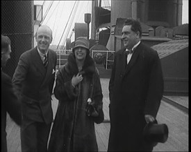 Sir Henry Segrave AKA Major Segrave And His Wife Lady Doris Segrave On a Ship With a Male..., 1927. Creator: British Pathe Ltd.