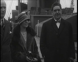 Sir Henry Segrave AKA Major Segrave And His Wife Lady Doris Segrave On a Ship With a Male..., 1927. Creator: British Pathe Ltd.