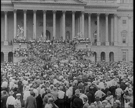 War Veterans  Seeking Payment of a Promised Bonus (The Bonus Army) Rushing up the Steps of..., 1932. Creator: British Pathe Ltd.