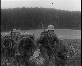 Male German Soldiers On Manoeuvres, 1920s. Creator: British Pathe Ltd.