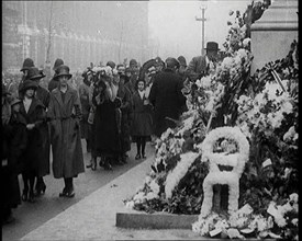 Crowds of People Filing Past the Cenotaph, 1920s. Creator: British Pathe Ltd.