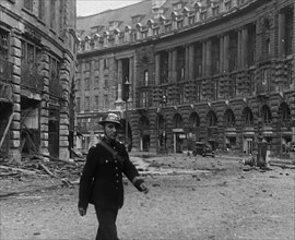 Air Raid Wardens in Bombed Out Streets, 1940. Creator: British Pathe Ltd.