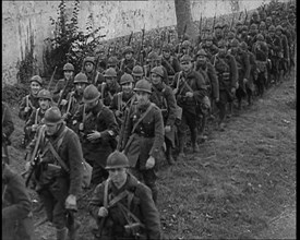 Belgian Army Marching in Full Retreat, 1940. Creator: British Pathe Ltd.