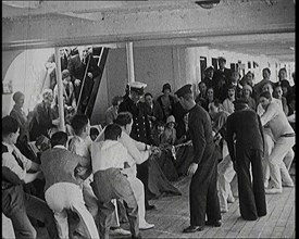 Passengers on a Liner Having a Tug-of-War Competition, 1920s. Creator: British Pathe Ltd.