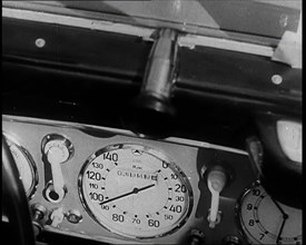 The Dashboard of a Car Showing the Speed of the Vehicle As Ninety-Eight Kilometres an Hour, 1937. Creator: British Pathe Ltd.