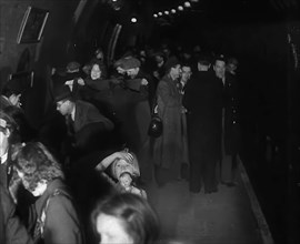 Civilians Sheltering from Bombs in the London Underground, 1940. Creator: British Pathe Ltd.