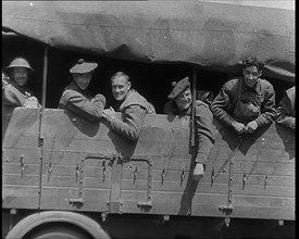 French Military Vehicles and Soldiers Crossing the Belgian Frontier To Take up Defensive..., 1940. Creator: British Pathe Ltd.