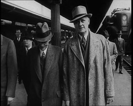 Henry Ford and His Entourage Walking Towards the Camera, 1930s. Creator: British Pathe Ltd.