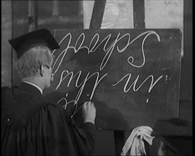 The Entertainer Will Hay...Writing upside down on a Blackboard,1920s Creator: British Pathe Ltd.