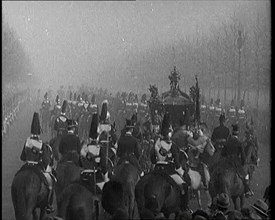 King George V and Queen Mary of the United Kingdom in a Carriage On Their Way To the State..., 1924. Creator: British Pathe Ltd.