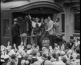 Aimee Semple McPherson Talking to a Crowd, 1930s. Creator: British Pathe Ltd.