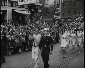 The English Contingent in the Parade of the World Congress for Leisure Time and Recreation..., 1938. Creator: British Pathe Ltd.