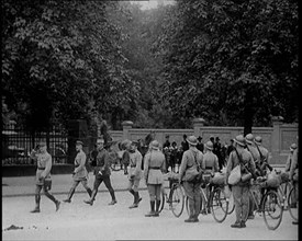 French Soldiers Marching Down the Street in the Ruhr, 1924. Creator: British Pathe Ltd.