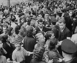 Italian Civilians Jostling in a Queue for Food, 1943-1944. Creator: British Pathe Ltd.