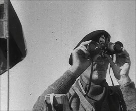 Field Marshal Bernard Montgomery Using Binoculars, 1942. Creator: British Pathe Ltd.