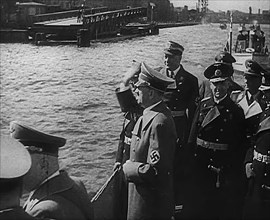 Adolf Hitler Saluting With Naval Officers, 1943. Creator: British Pathe Ltd.