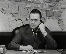 J. Edgar Hoover of the FBI on the Phone, 1942. Creator: British Pathe Ltd.