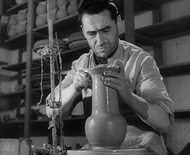 An Italian Worker Making Pottery, 1944. Creator: British Pathe Ltd.