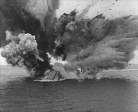 The HMS Barham Exploding After a U-Boat Attack, 1943. Creator: British Pathe Ltd.