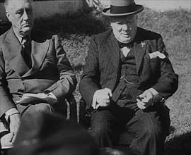 Winston Churchill and Franklin D. Roosevelt Talking to the Press, 1943. Creator: British Pathe Ltd.