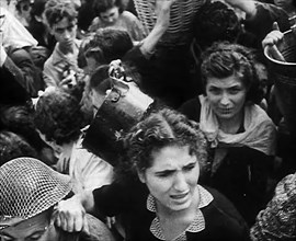 Italian Civilians Gathering Water in Naples, 1943-1944. Creator: British Pathe Ltd.