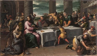 Christ at the house of Simon the Pharisee, c1590. Creator: Scarsellino (Scarsella); Ippolito (1551-1620).