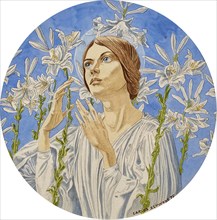 Vierge aux lys (Madonna of the lilies), 1895. Creator: Schwabe; Carlos (1866-1926).