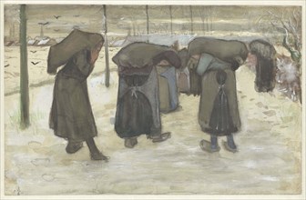 Women Carrying Sacks of Coal in the Snow, 1882. Creator: Gogh; Vincent; van (1853-1890).