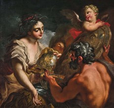 Vulcan hands Thetis the shield for Achilles, . Creator: Balestra; Antonio (1666-1740).