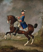 Equestrian portrait of King Frederick II of Prussia, wearing the star and..., 2nd Half of 18th cen. Creator: Hempel; Gottfried (1720-1772).