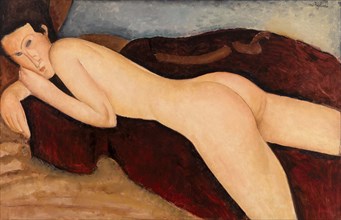 Reclining Nude from the Back (Nu couché de dos), 1917. Creator: Modigliani; Amedeo (1884-1920).