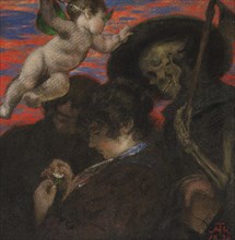 Amor vincit omnia (Lovers with Cupid and Death), 1876. Creator: Thoma; Hans (1839-1924).