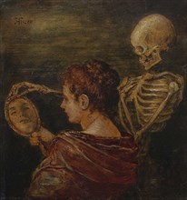 Woman, mirror and death, 1880. Creator: Thoma; Hans (1839-1924).