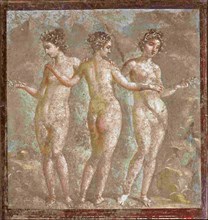 The Three Graces, 1st century. Creator: Roman-Pompeian wall painting ().