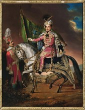 Count György Károlyi de Nagykároly (1802-1877) on horseback in Hungarian costume, 1831. Creator: Alconiere; Theodor (1798-1865).