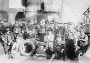 Crew of SS Grosser Kurfu¨rst, Bremen, between c1910 and c1915. Creator: Bain News Service.