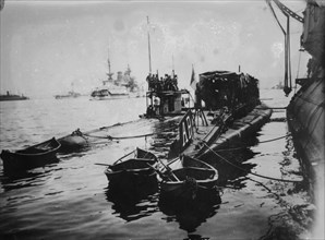 Mudros, Lemnos - "Jaureguibery" & French submarines, 1915 or 1916. Creator: Bain News Service.