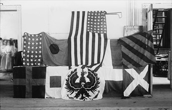 Flags made at Navy Yard, 1917. Creator: Bain News Service.